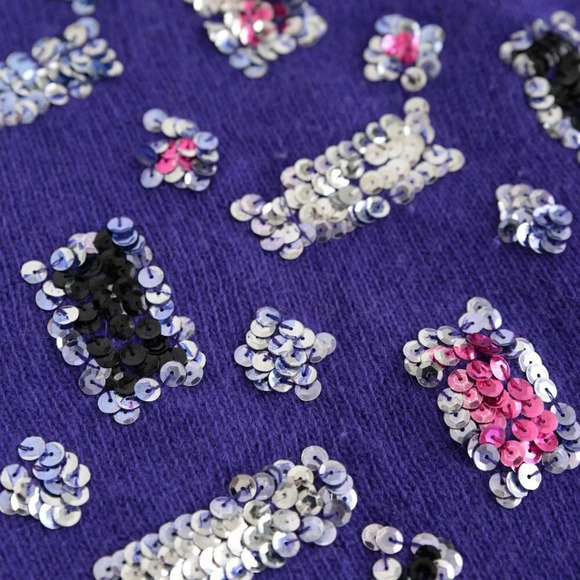 Vintage Franco Valeri Purple w Silver & Pink Embellishments CrewNeck  Sweater S - Picture 13 of 13